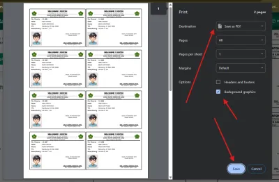 Preview Cetak Kartu Ujian